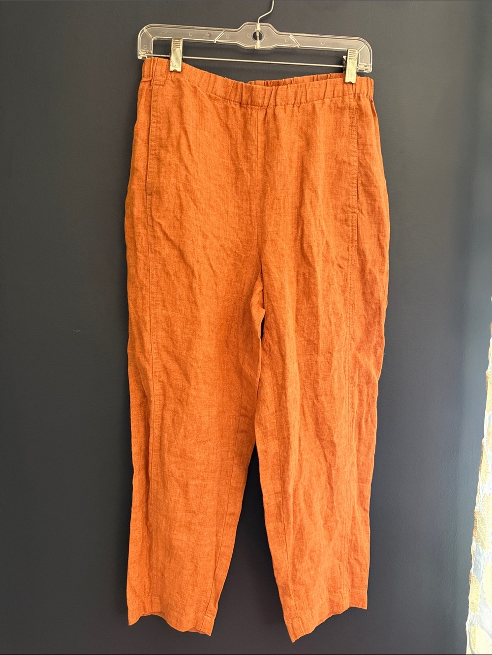 NWT Eileen Fisher Petites Organic Linen Lantern Pants Cinnamon Rust Orange PS